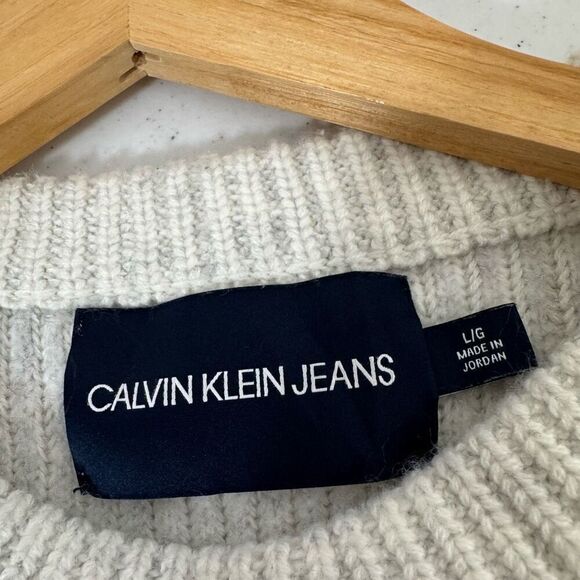 Calvin Klein Jeans Women’s Ribbed Sweater Size Large Round Neck Knit Style - Picture 7 of 11
